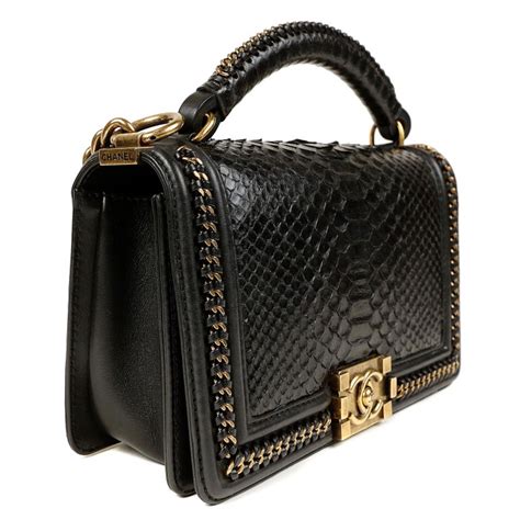 chanel black leather python bag medium snakeskin flap bag|authentic chanel python bags.